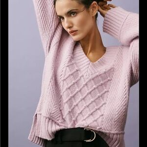 MAEVE The Tillie V-neck Pullover Sweater By In Purple Knit Sweater Small